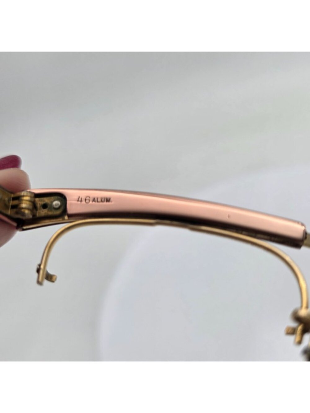 Bausch & Lomb Vintage Rimless Eyeglass Frames Rose Gold Brown Metal 5" Wide - Picture 11 of 12